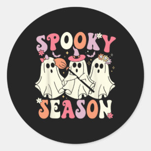 Spooky Season Halloween Ghost Kostüm Retro Groovy Runder Aufkleber