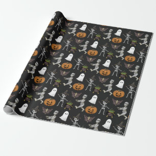 Spooky Season Halloween Ghost und Kürbismuster Geschenkpapier