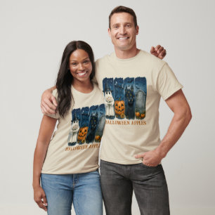 Spooky Season Halloween Ghosts Pumpkins T - Shirt