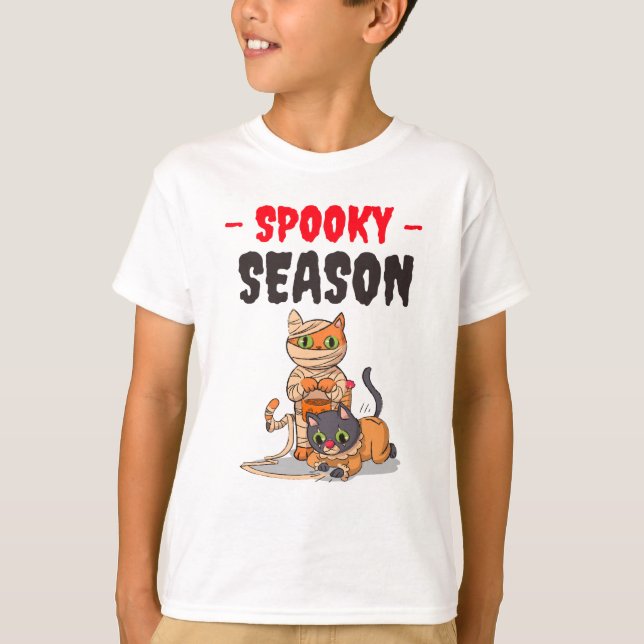 Spooky Season Halloween Katzen T-Shirt (Vorderseite)