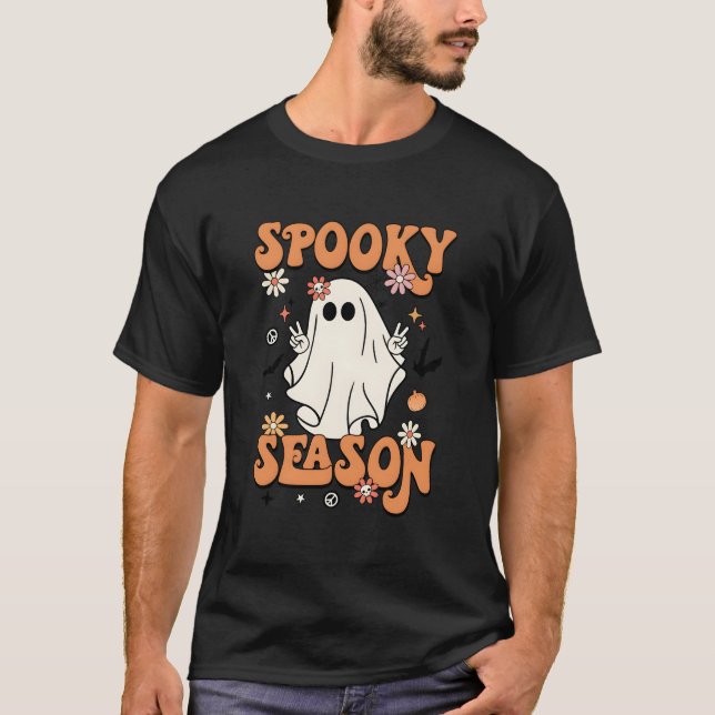 Spooky Season Halloween Py Ghost Pumpkin T-Shirt (Vorderseite)