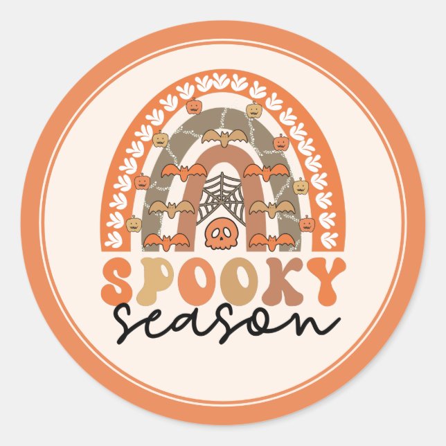 Spooky Season Halloween Rainbow Fall Runder Aufkleber (Vorderseite)