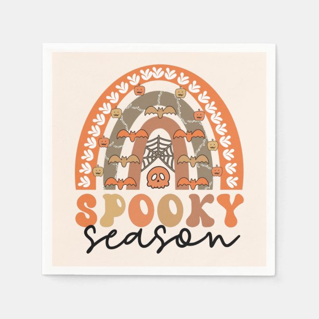 Spooky Season Halloween Rainbow Fall Serviette (Vorderseite)