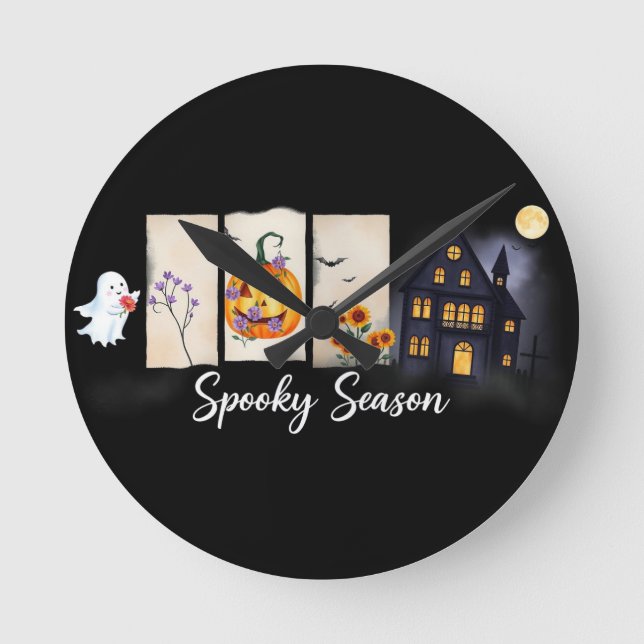 Spooky Season Halloween Runde Wanduhr (Vorderseite)