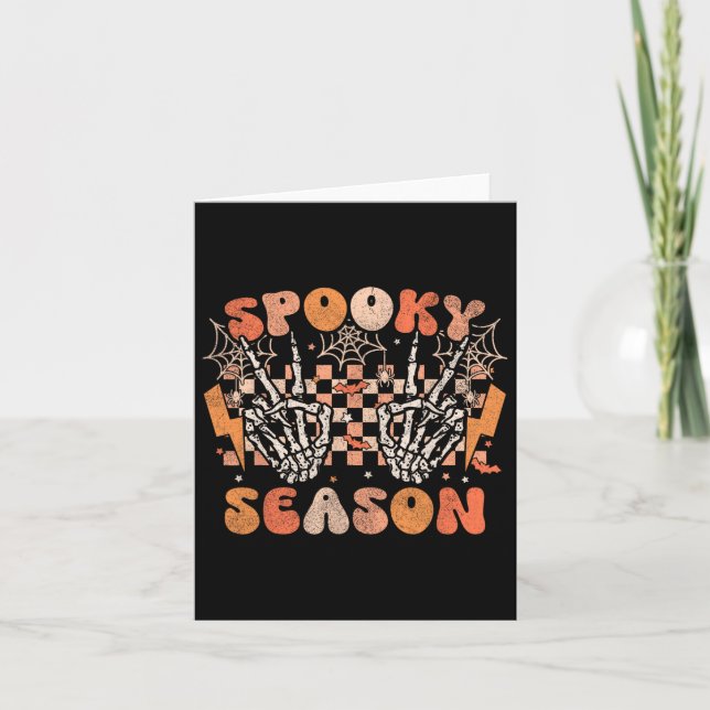 Spooky Season Halloween Skeleton Kostüm Retro Gro Karte (Vorderseite)