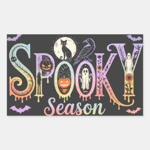 Spooky Season Iridescent Halloween Rechteckiger Aufkleber