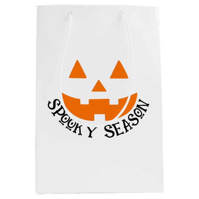 Spooky Season & Kürbislaterne Halloween Mittlere Geschenktüte (Vorderseite)
