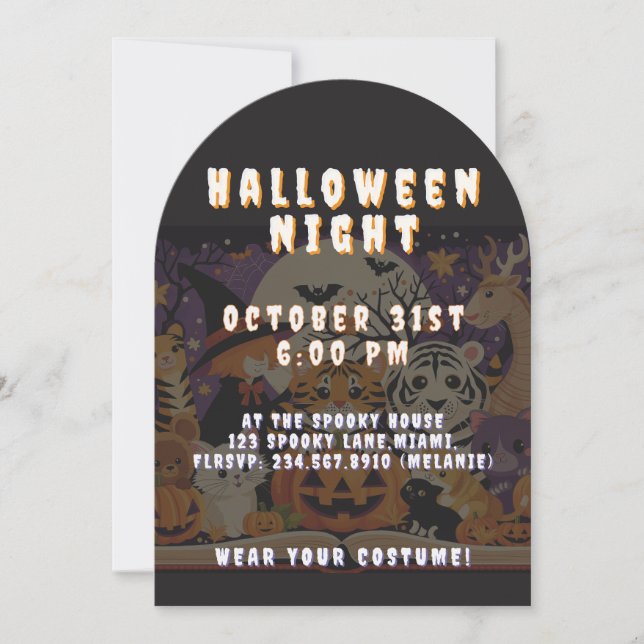 Spooky Season Magical Forest Creatures Einladung (Vorderseite)