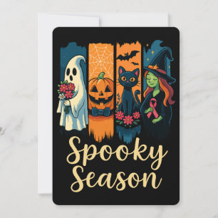 Spooky Season mit rosa Ribbon Halloween Bewusstsei Einladung