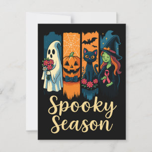 Spooky Season mit rosa Ribbon Halloween Bewusstsei Postkarte