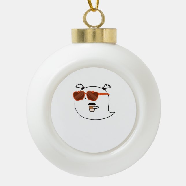 Spooky Season Niedlich Ghost Classic T - Shirt Keramik Kugel-Ornament (Vorderseite)