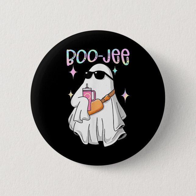 Spooky Season Niedlich Ghost Halloween Kostüm Bouj Button (Vorderseite)