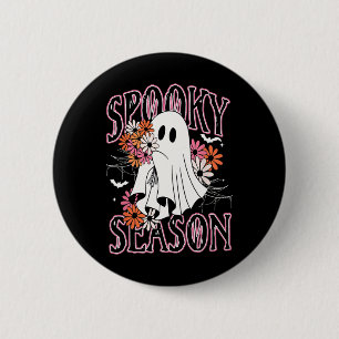 Spooky Season Niedlich Ghost Halloween Kostüm Flor Button