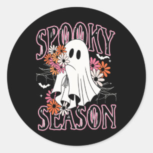 Spooky Season Niedlich Ghost Halloween Kostüm Flor Runder Aufkleber