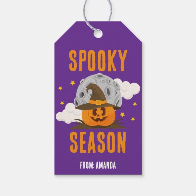 Spooky Season Niedlich Orange Pumpkin Halloween Geschenkanhänger (Vorderseite)