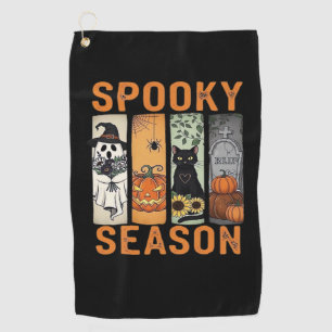 Spooky Season - Niedlicher Geist, Schwarze Katze, Golfhandtuch