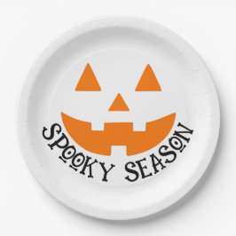 Spooky Season & Pumpkin Face Halloween Pappteller