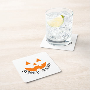 Spooky Season & Pumpkin Face Halloween Rechteckiger Pappuntersetzer