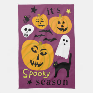 Spooky Season Pumpkins Ghost Bat HALLOWEEN Herbst Geschirrtuch