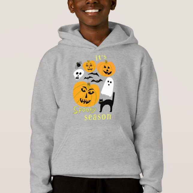Spooky Season Pumpkins Ghost Bat HAPPY HALLOWEEN Hoodie (Vorderseite)