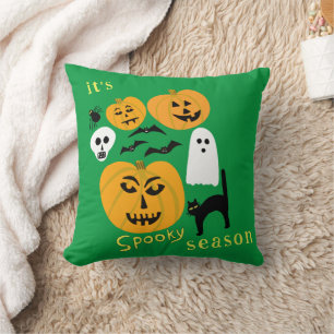 Spooky Season Pumpkins Ghost Bat HAPPY HALLOWEEN Kissen