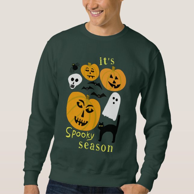 Spooky Season Pumpkins Ghost Bat HAPPY HALLOWEEN Sweatshirt (Vorderseite)