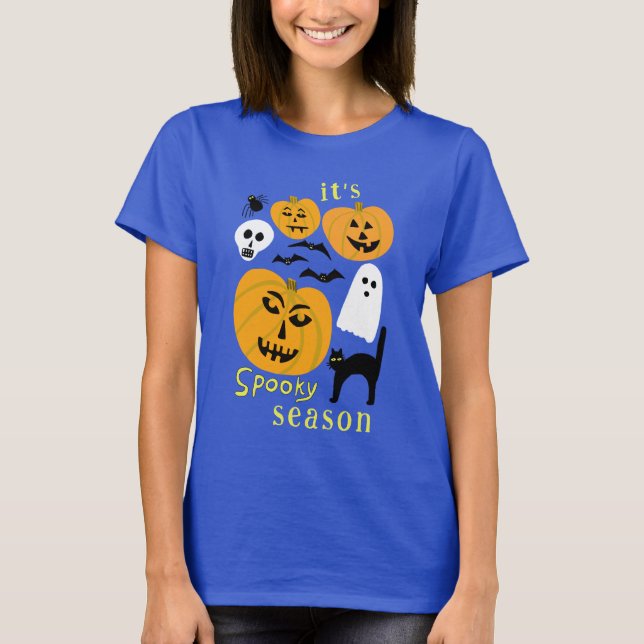 Spooky Season Pumpkins Ghost Bat HAPPY HALLOWEEN T-Shirt (Vorderseite)