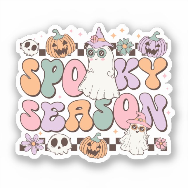 Spooky Season Retro Groovy Aufkleber (Vorderseite)