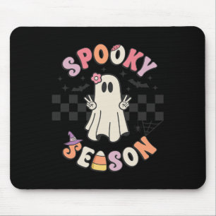 Spooky Season Retro Happy Halloween Ghost Frauen a Mousepad