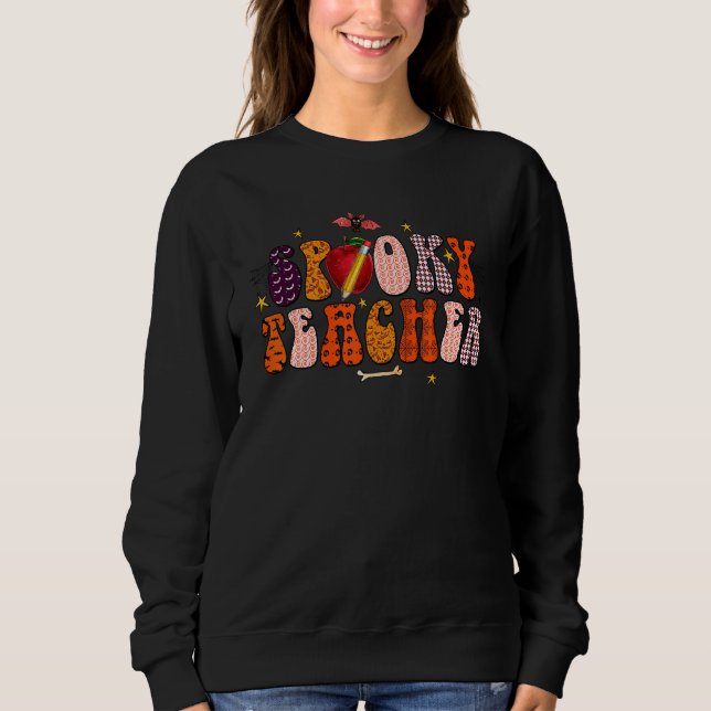Spooky Season Retro Spooky Teacher Halloween Costu Sweatshirt (Vorderseite)