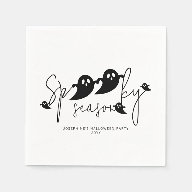 Spooky Season Simple Black Ghosts Modernes Hallowe Serviette (Vorderseite)