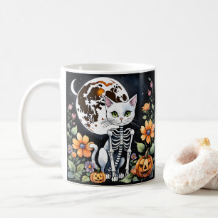 Spooky Season Skeleton Cat Floral Halloween Kaffeetasse