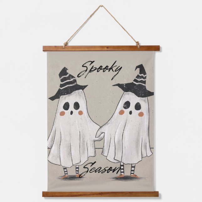 Spooky Season Squad Wandteppich Mit Holzrahmen (Vorderseite)