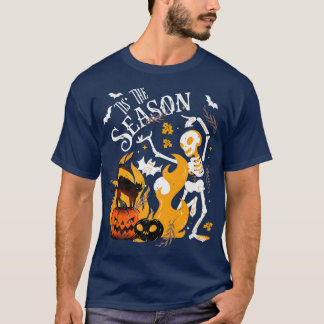 Spooky Season tanzen Skelett Black Cat Halloween T-Shirt