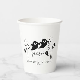 Spooky Season Typografy Black Ghosts Halloween Pappbecher