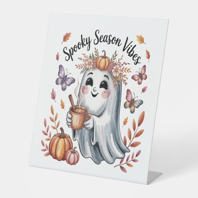 Spooky Season Vibes Ghost Sockelschild (Vorderseite)