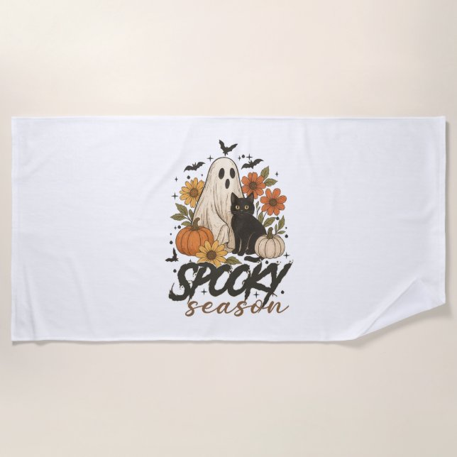 Spooky Season Vibes Ghost Strandtuch (Vorderseite)