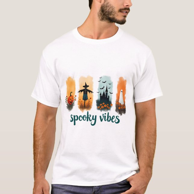 Spooky Season, Vintage Halloween Ghost T-Shirt (Vorderseite)