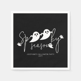 Spooky Season White Niedlich Ghosts Modernes Hallo Serviette