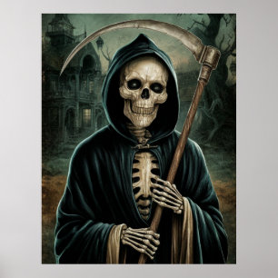 Spooky Sensenmann des Todes mit Scythe Poster