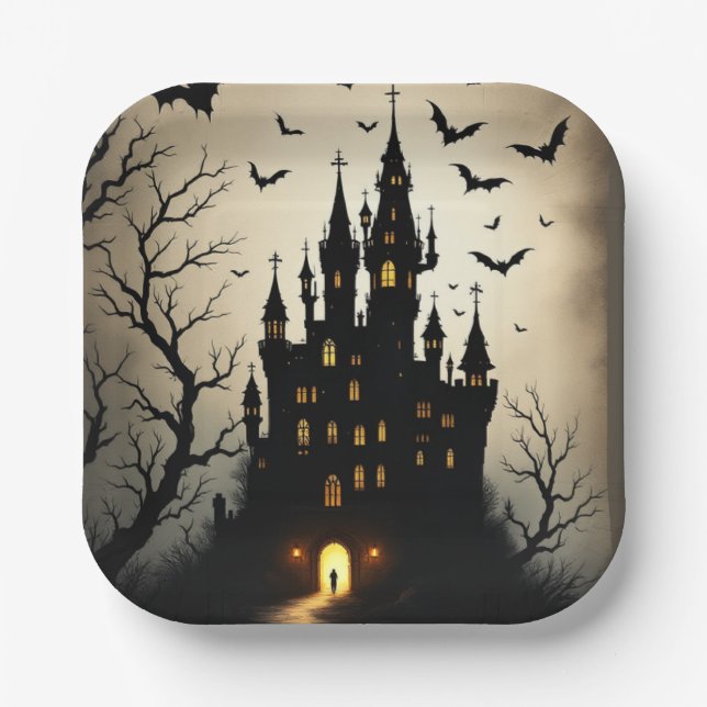Spooky Shadow Halloween Castell Paper-Teller Pappteller (Vorderseite)