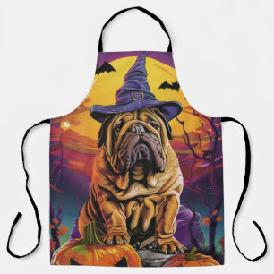 Spooky Shar Pei Hund Halloween Hexe und Pumpkin Schürze