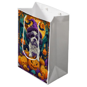 Spooky Shih Tzu Hund Halloween Hexe und Pumpkin Mittlere Geschenktüte