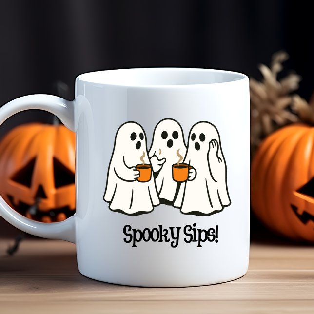 Spooky Sips Ghost Halloween Tasse (Von Creator hochgeladen)