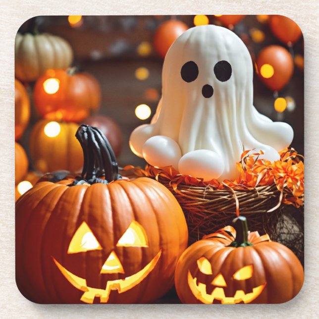 Spooky Sips: Halloween-harte Plastik-Untersetzer Getränkeuntersetzer (Vorderseite)