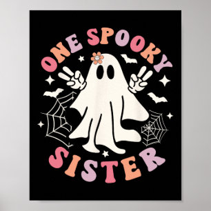 Spooky Sister Ghost Spooky Retro Familie Halloween Poster