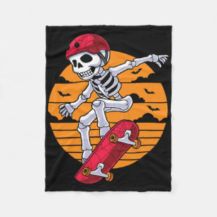 Spooky Skateboarding Skeleton Funny Skater Fleecedecke