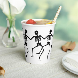 Spooky Skeleton Black & White Halloween Paper Cup Pappbecher