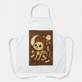 Spooky Skeleton Cat All-Over Print Apron, Medium Schürze