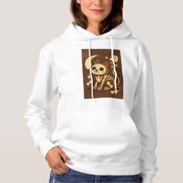 Spooky Skeleton Cat and Ghost  Hoodie